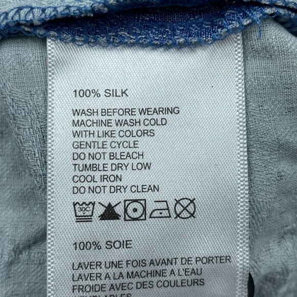 Vintage Blue Hawaiian Silk Button-Up Shirt XL  6355 - Picture 4 of 7